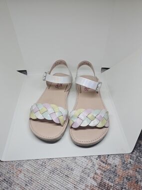 Rachel Shoes Girls Metallic Pastel Braided Sandals - Multi
